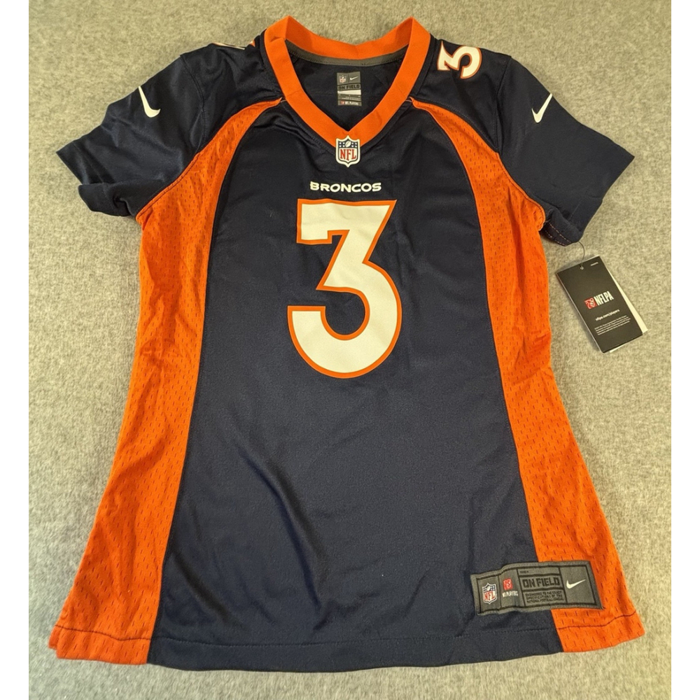 NFL Denver Broncos Women's Jersey #3 Russell Wilson Sz M Blue/Orange On Field